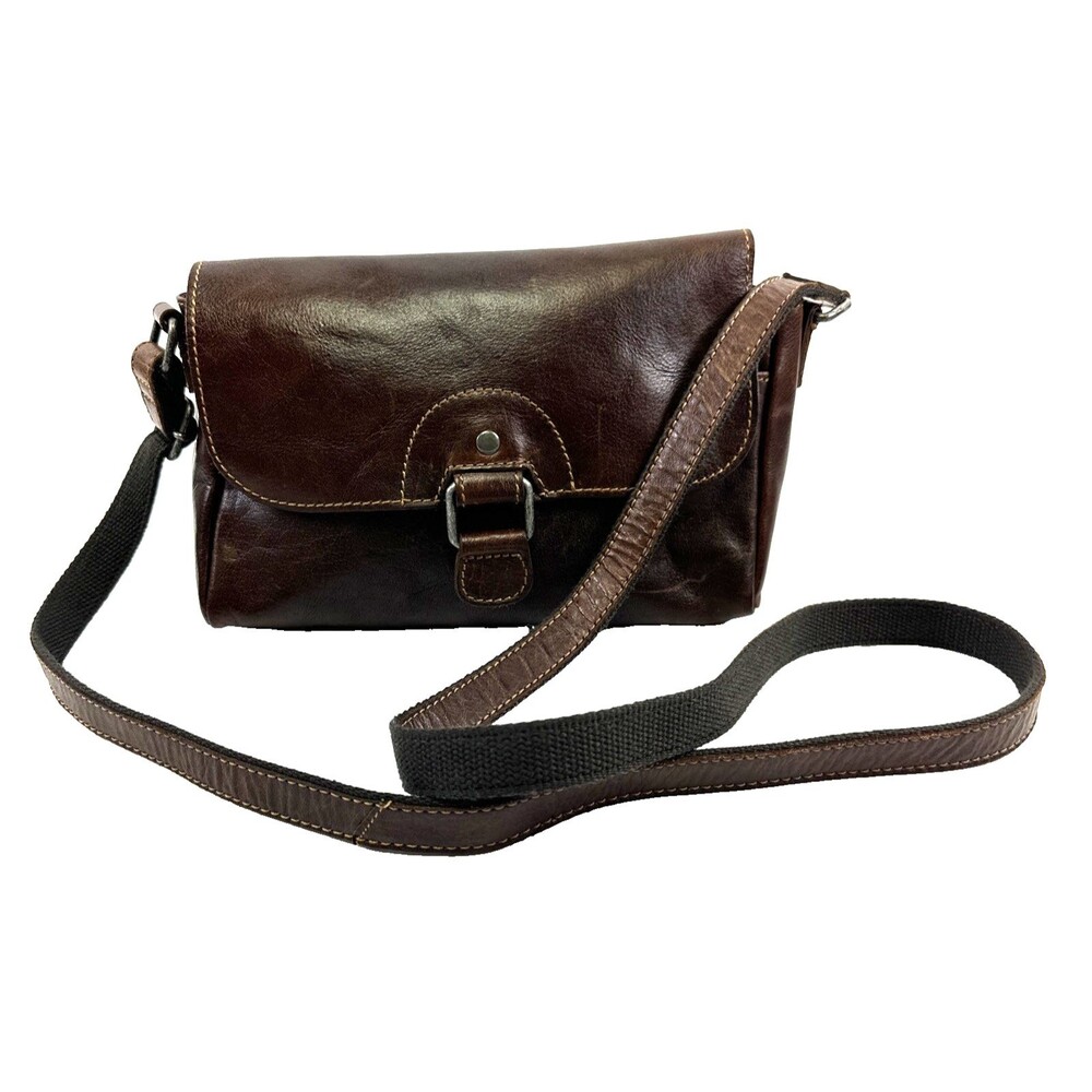 Jack Georges Voyager Emma Petite Crossbody Bag Brown Leather Adjustable Flap